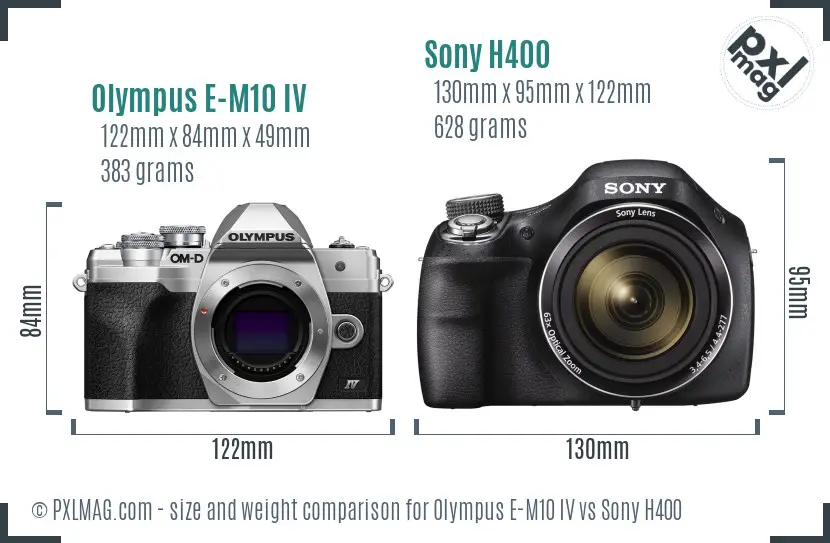 Olympus E-M10 IV vs Sony H400 size comparison