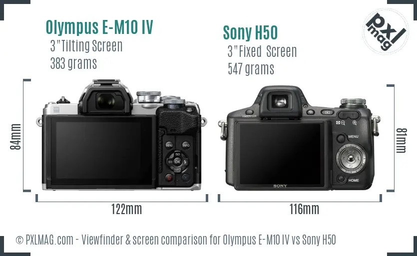 Olympus E-M10 IV vs Sony H50 Screen and Viewfinder comparison