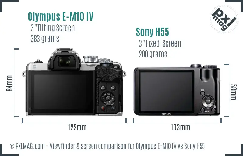 Olympus E-M10 IV vs Sony H55 Screen and Viewfinder comparison