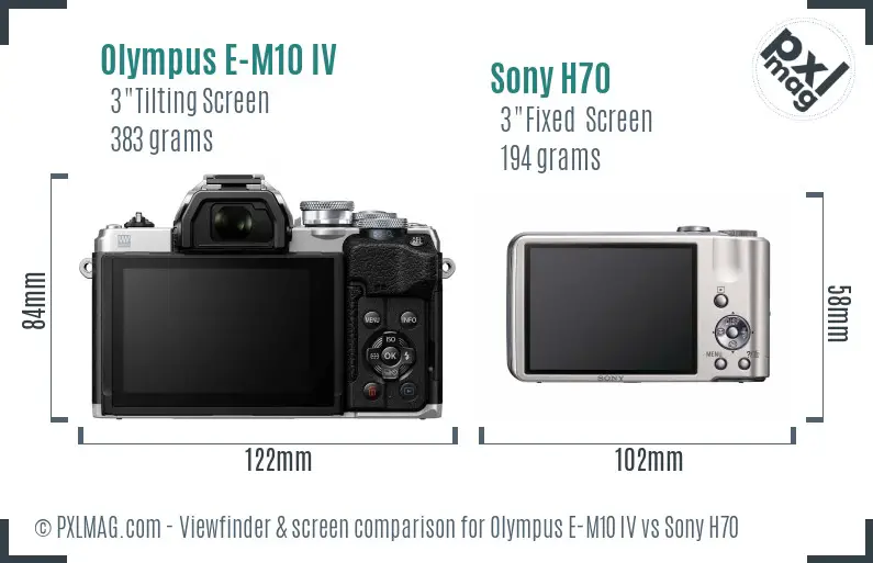 Olympus E-M10 IV vs Sony H70 Screen and Viewfinder comparison