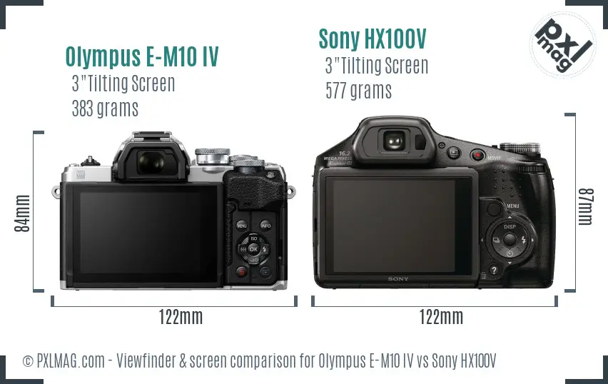 Olympus E-M10 IV vs Sony HX100V Screen and Viewfinder comparison