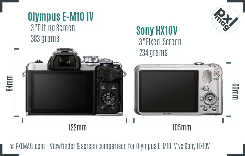 Olympus E-M10 IV vs Sony HX10V Screen and Viewfinder comparison