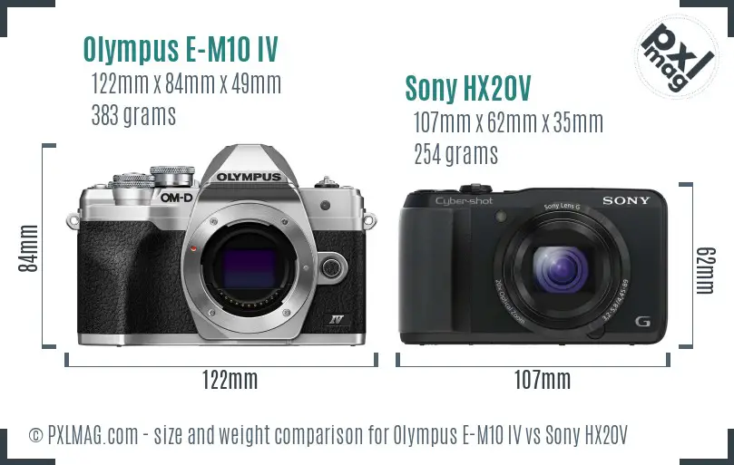 Olympus E-M10 IV vs Sony HX20V size comparison