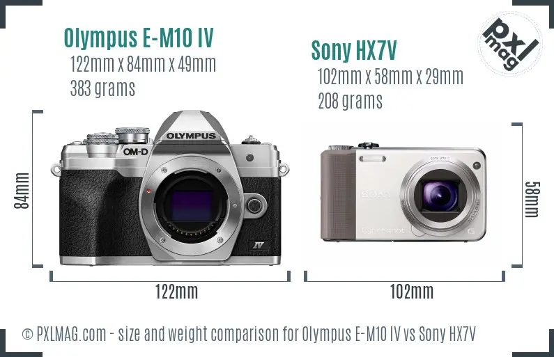 Olympus E-M10 IV vs Sony HX7V size comparison