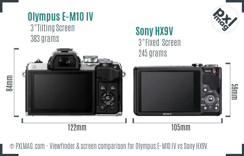 Olympus E-M10 IV vs Sony HX9V Screen and Viewfinder comparison