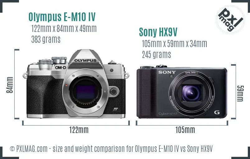 Olympus E-M10 IV vs Sony HX9V size comparison