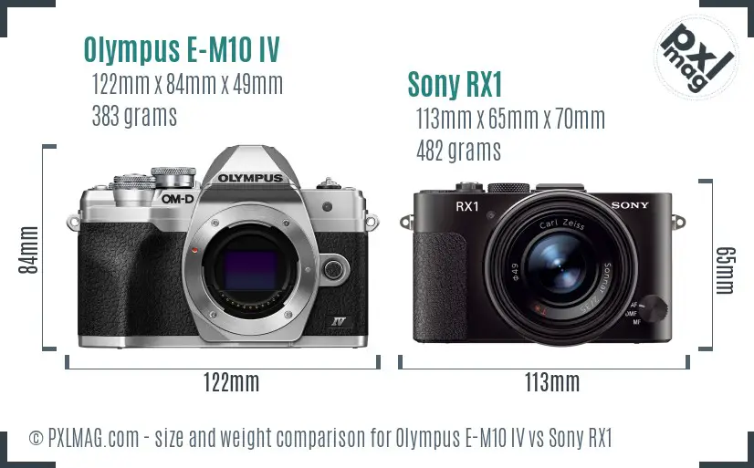 Olympus E-M10 IV vs Sony RX1 size comparison