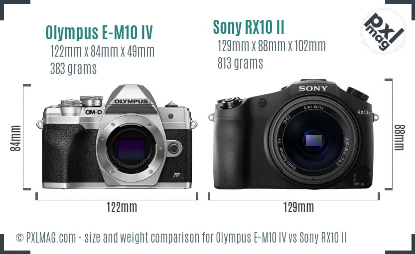 Olympus E-M10 IV vs Sony RX10 II size comparison