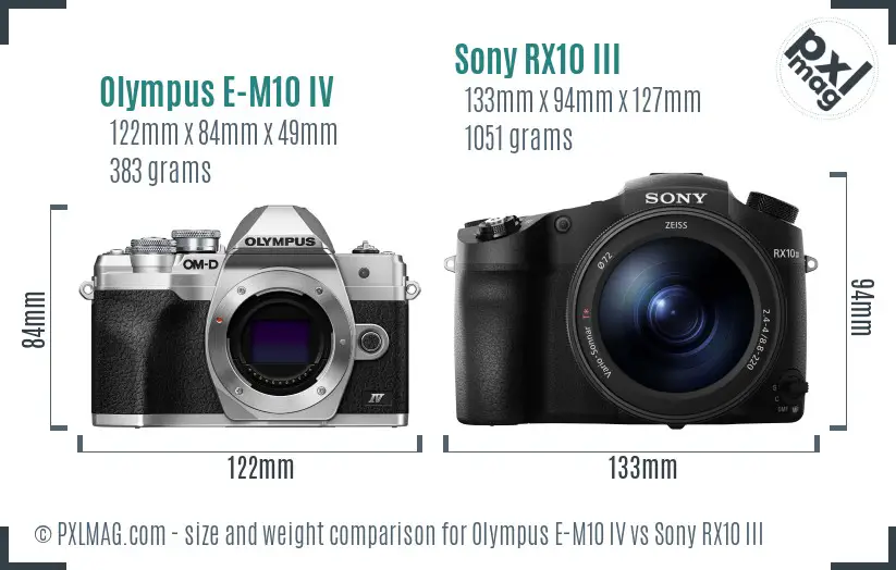 Olympus E-M10 IV vs Sony RX10 III size comparison