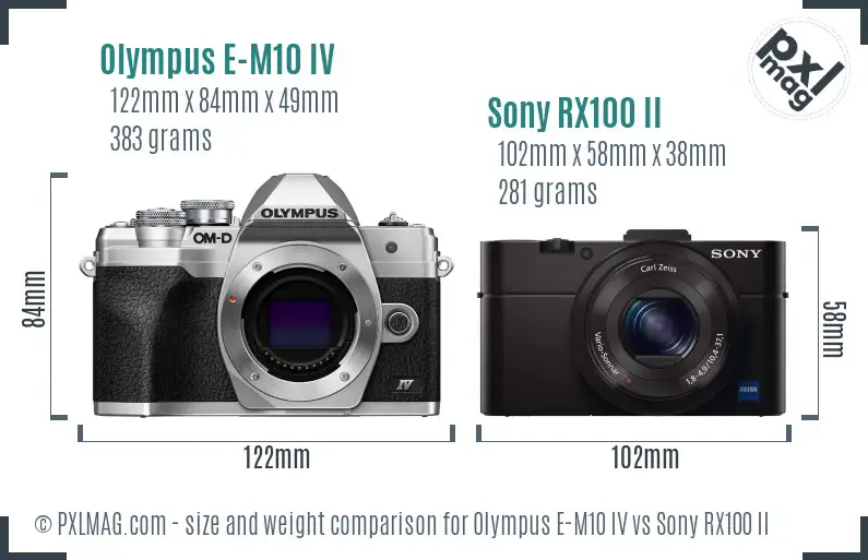 Olympus E-M10 IV vs Sony RX100 II size comparison