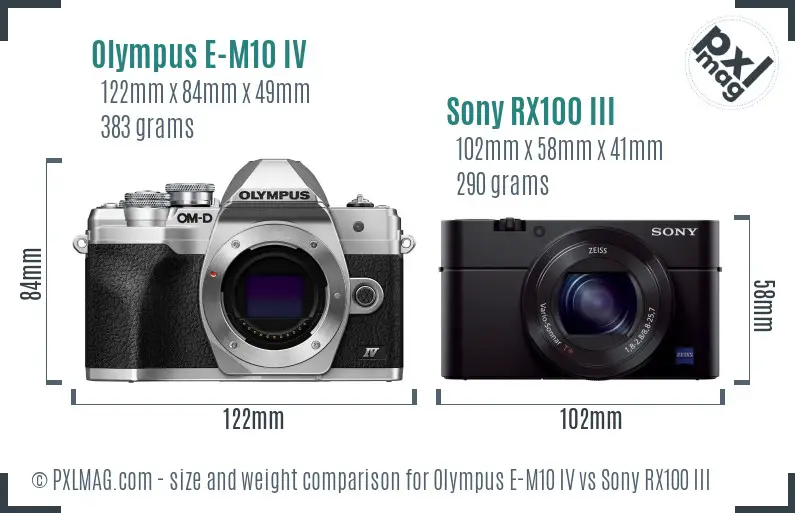 Olympus E-M10 IV vs Sony RX100 III size comparison