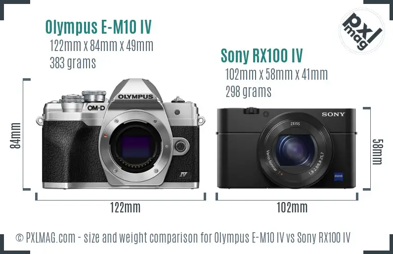 Olympus E-M10 IV vs Sony RX100 IV size comparison