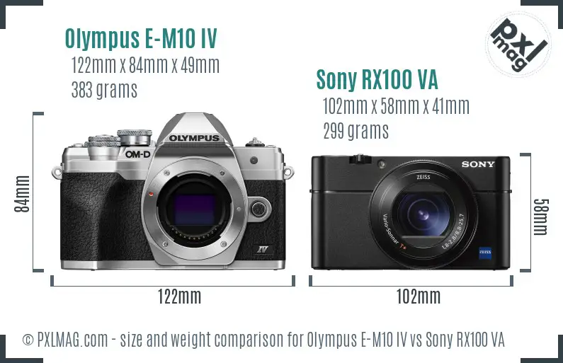 Olympus E-M10 IV vs Sony RX100 VA size comparison