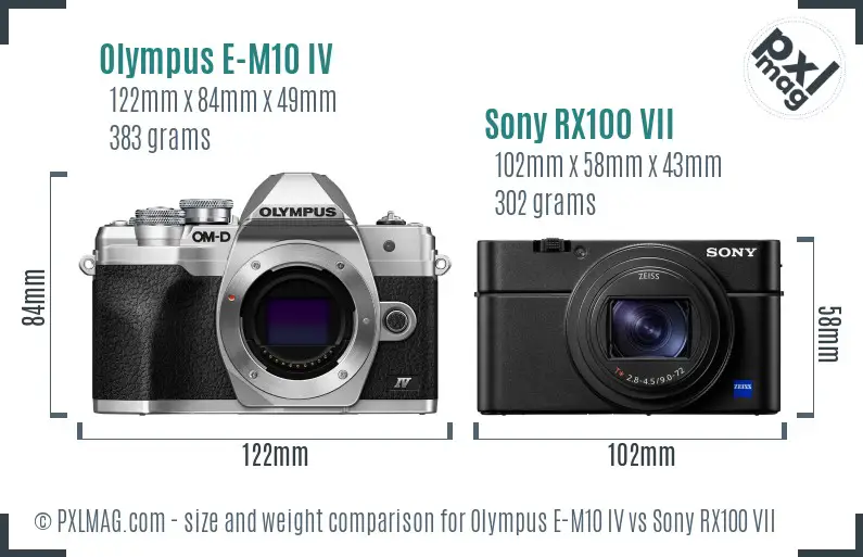 Olympus E-M10 IV vs Sony RX100 VII size comparison