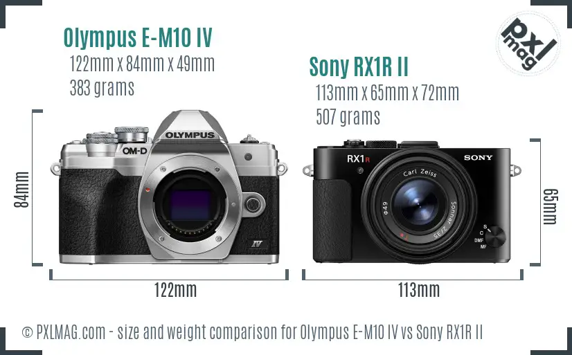 Olympus E-M10 IV vs Sony RX1R II size comparison