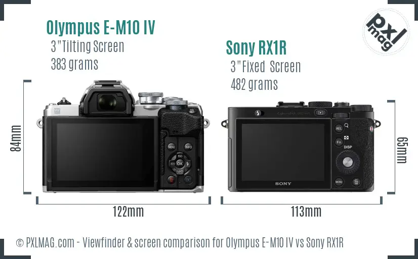 Olympus E-M10 IV vs Sony RX1R Screen and Viewfinder comparison