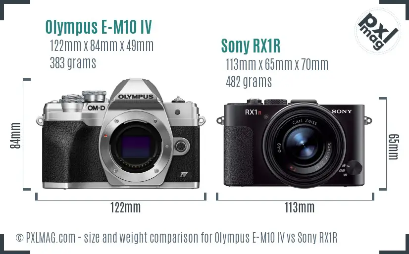 Olympus E-M10 IV vs Sony RX1R size comparison Olympus E-M10 IV vs Sony RX1R size comparison