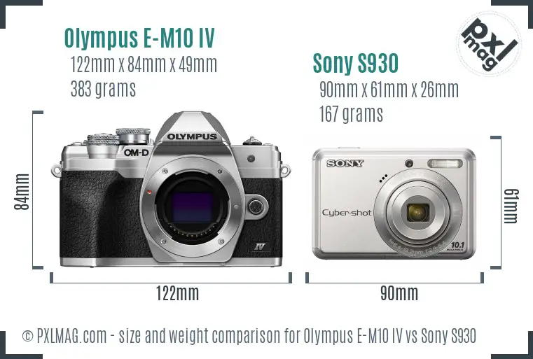 Olympus E-M10 IV vs Sony S930 size comparison