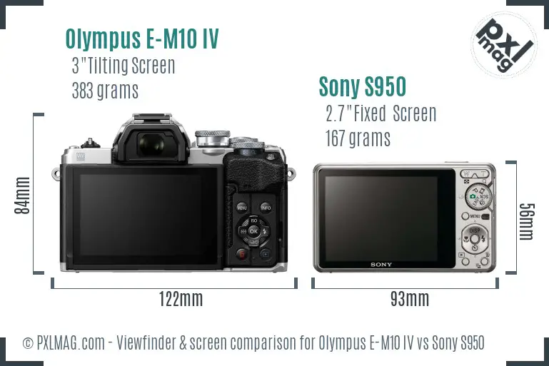 Olympus E-M10 IV vs Sony S950 Screen and Viewfinder comparison