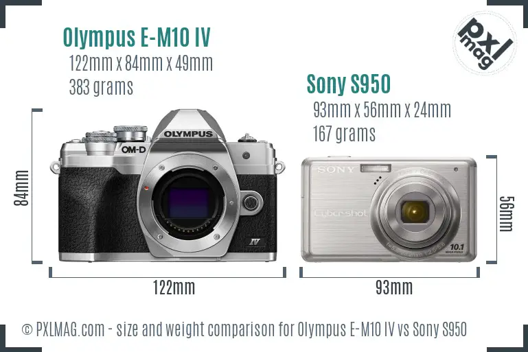 Olympus E-M10 IV vs Sony S950 size comparison