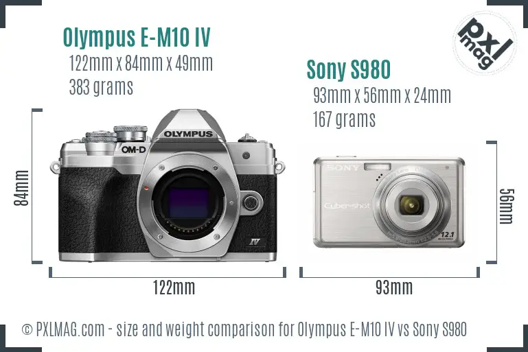 Olympus E-M10 IV vs Sony S980 size comparison