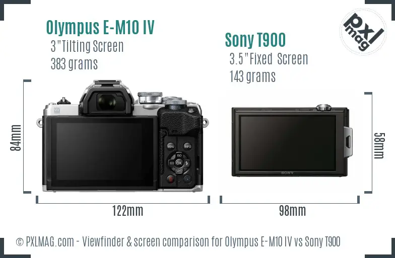 Olympus E-M10 IV vs Sony T900 Screen and Viewfinder comparison