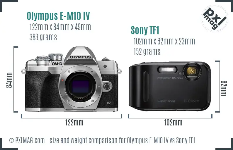 Olympus E-M10 IV vs Sony TF1 size comparison