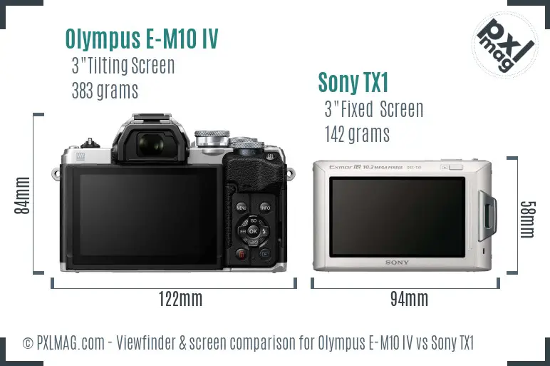 Olympus E-M10 IV vs Sony TX1 Screen and Viewfinder comparison