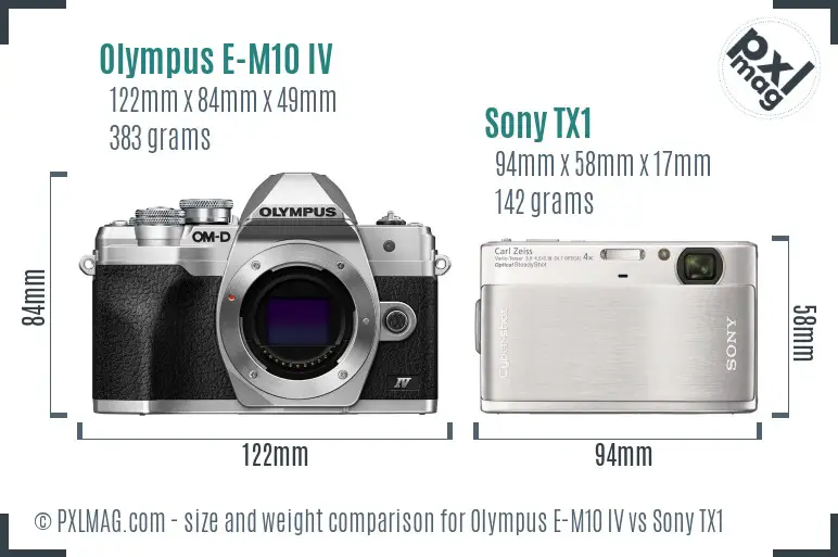 Olympus E-M10 IV vs Sony TX1 size comparison