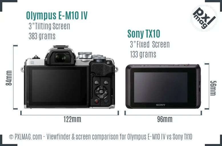 Olympus E-M10 IV vs Sony TX10 Screen and Viewfinder comparison