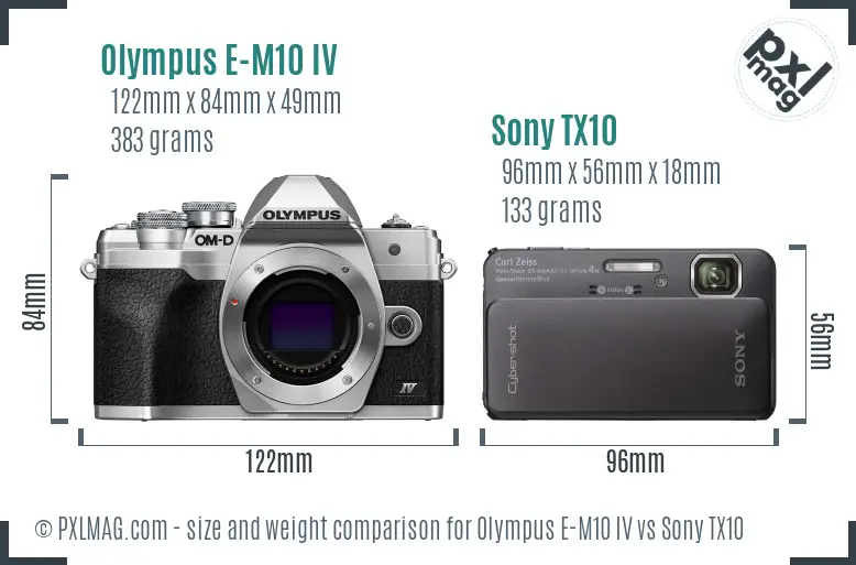Olympus E-M10 IV vs Sony TX10 size comparison