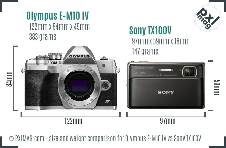 Olympus E-M10 IV vs Sony TX100V size comparison Olympus E-M10 IV vs Sony TX100V size comparison