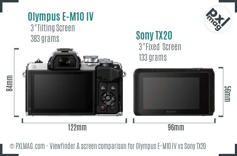 Olympus E-M10 IV vs Sony TX20 Screen and Viewfinder comparison Olympus E-M10 IV vs Sony TX20 Screen and Viewfinder comparison