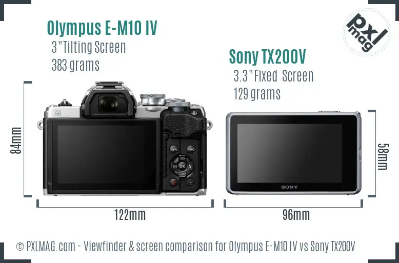 Olympus E-M10 IV vs Sony TX200V Screen and Viewfinder comparison