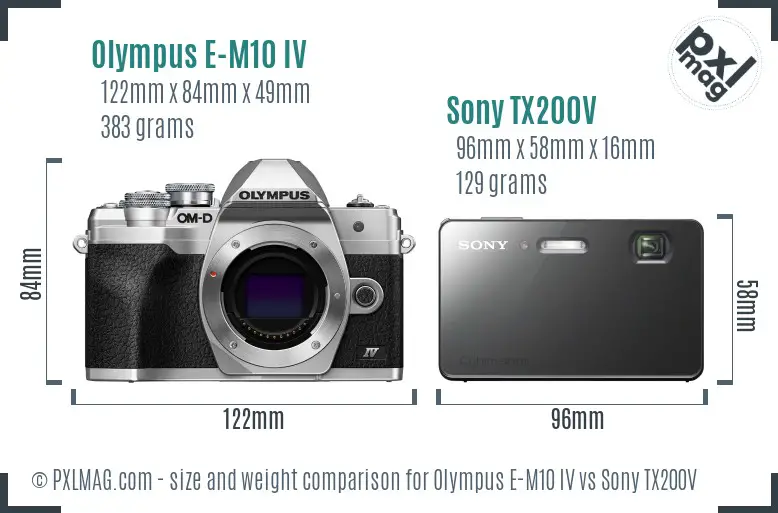 Olympus E-M10 IV vs Sony TX200V size comparison