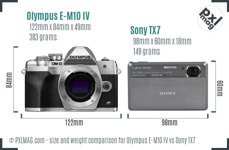 Olympus E-M10 IV vs Sony TX7 size comparison