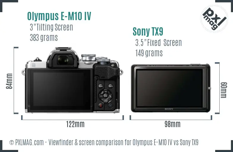 Olympus E-M10 IV vs Sony TX9 Screen and Viewfinder comparison