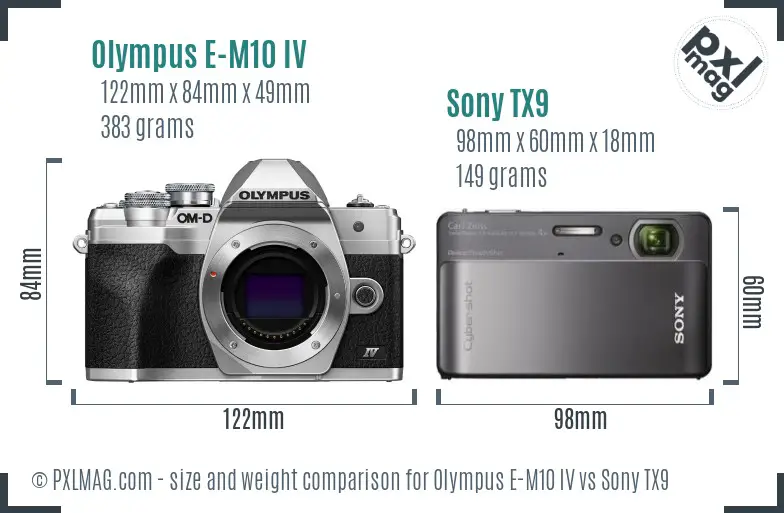 Olympus E-M10 IV vs Sony TX9 size comparison