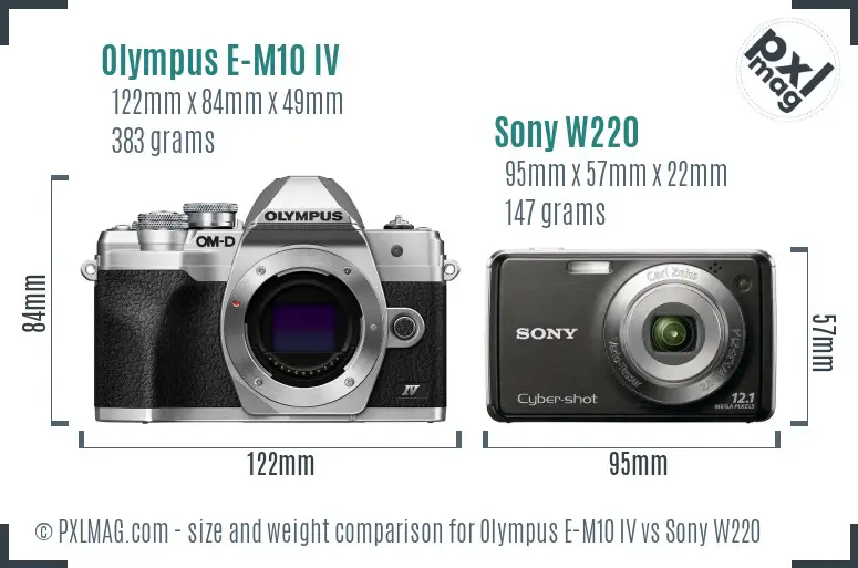 Olympus E-M10 IV vs Sony W220 size comparison Olympus E-M10 IV vs Sony W220 size comparison