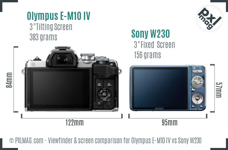 Olympus E-M10 IV vs Sony W230 Screen and Viewfinder comparison Olympus E-M10 IV vs Sony W230 Screen and Viewfinder comparison