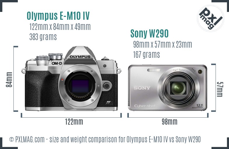 Olympus E-M10 IV vs Sony W290 size comparison Olympus E-M10 IV vs Sony W290 size comparison