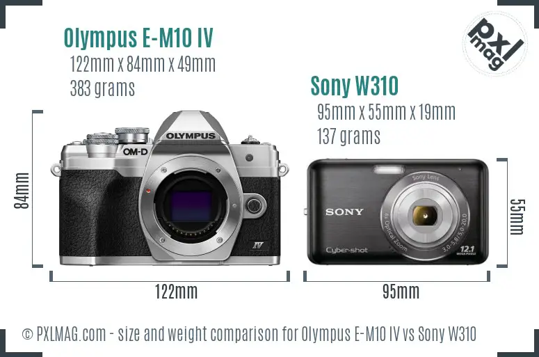Olympus E-M10 IV vs Sony W310 size comparison Olympus E-M10 IV vs Sony W310 size comparison