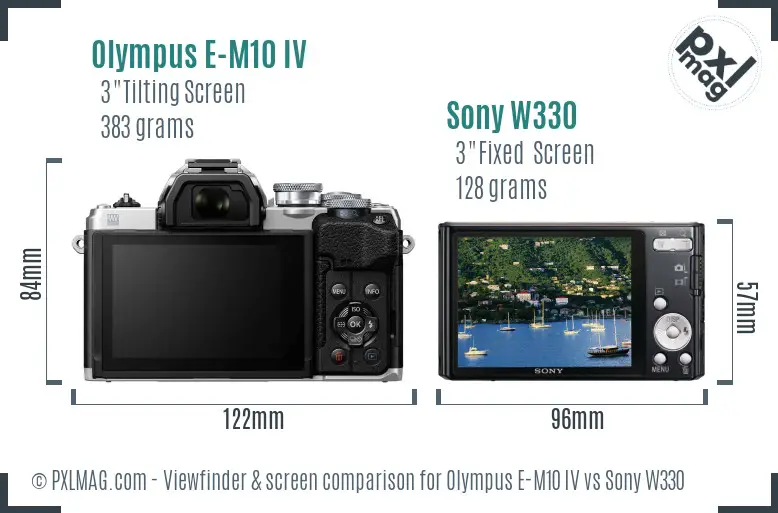 Olympus E-M10 IV vs Sony W330 Screen and Viewfinder comparison