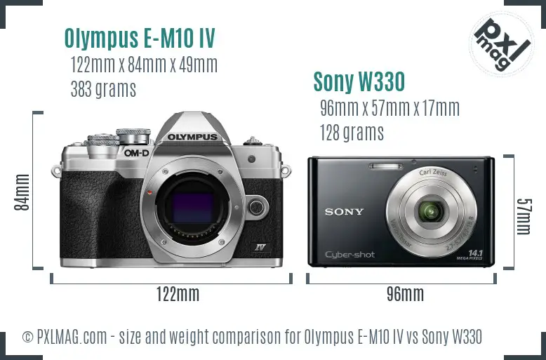 Olympus E-M10 IV vs Sony W330 size comparison