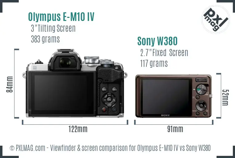 Olympus E-M10 IV vs Sony W380 Screen and Viewfinder comparison