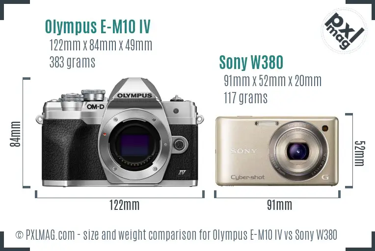 Olympus E-M10 IV vs Sony W380 size comparison