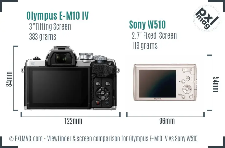 Olympus E-M10 IV vs Sony W510 Screen and Viewfinder comparison