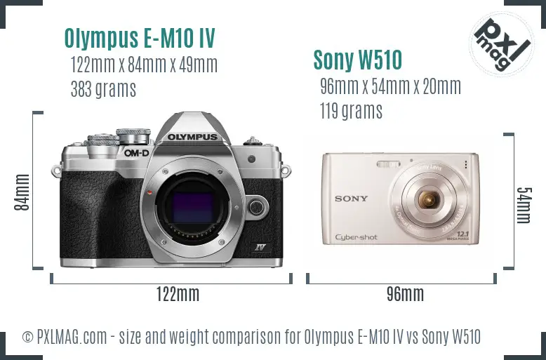 Olympus E-M10 IV vs Sony W510 size comparison