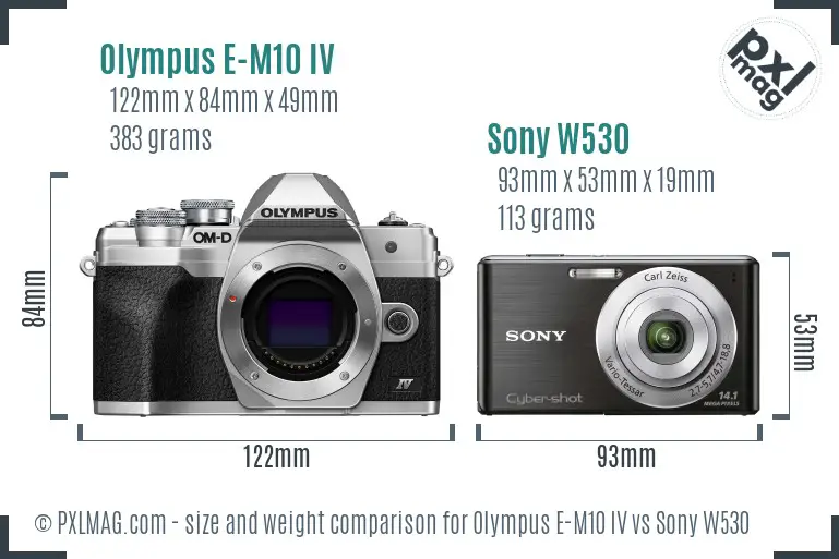 Olympus E-M10 IV vs Sony W530 size comparison