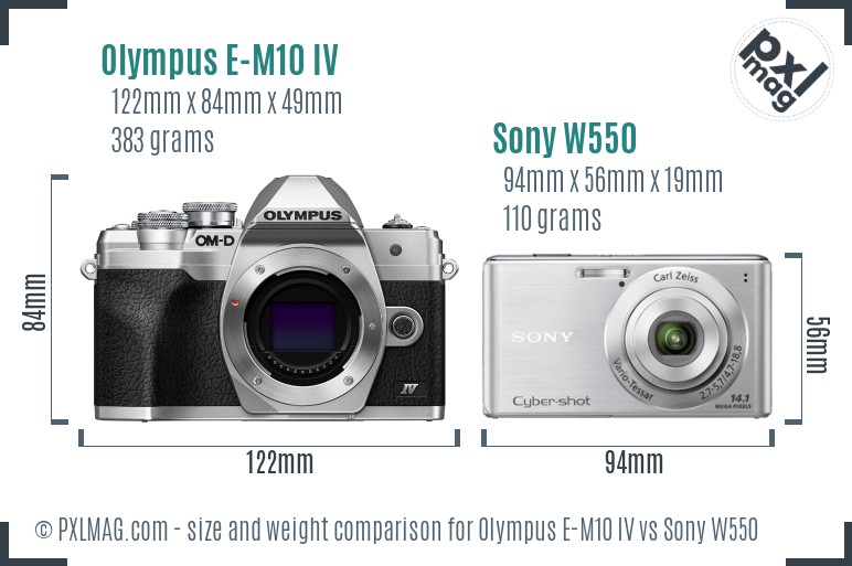 Olympus E-M10 IV vs Sony W550 size comparison